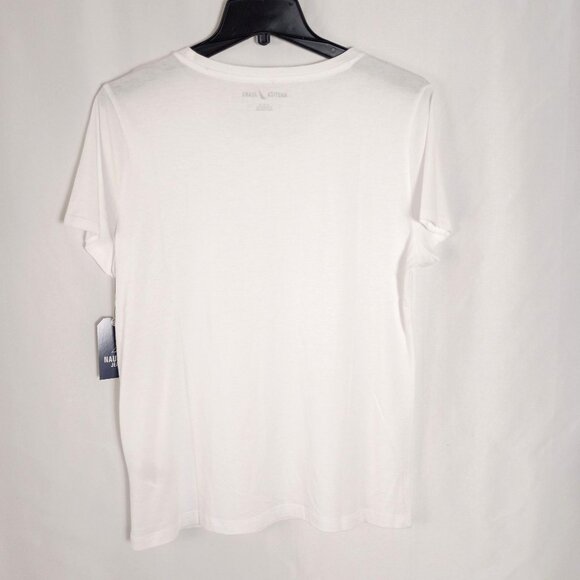 Nautica Jeans White Logo Relaxed Fit T-Shirt Women M NWT Soft Lightweight Gift - Picture 4 of 6